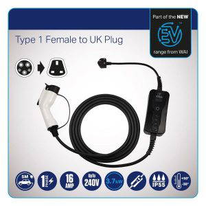 Charge Cable - Type 1 Female To UK Plug - 16A - 5M